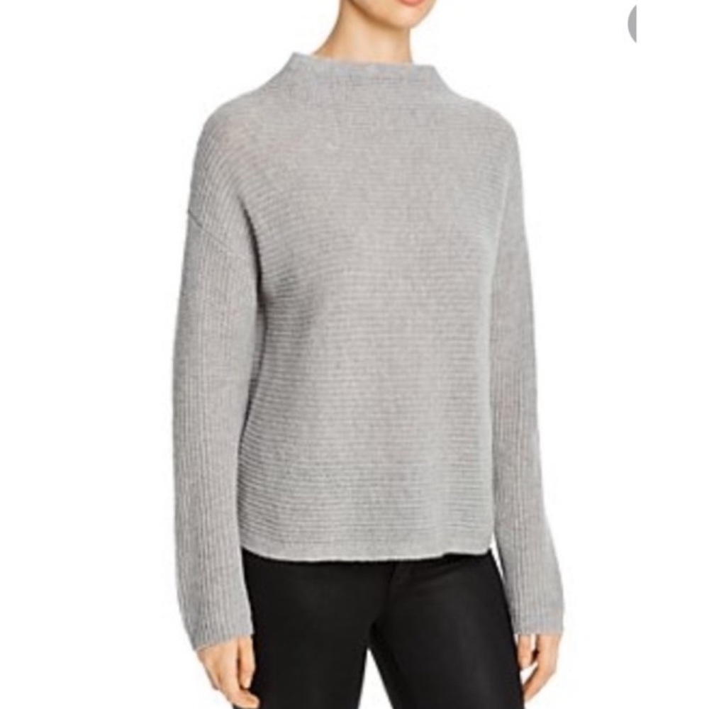 Eileen Fisher Funnel Neck Striped Cotton Sweater